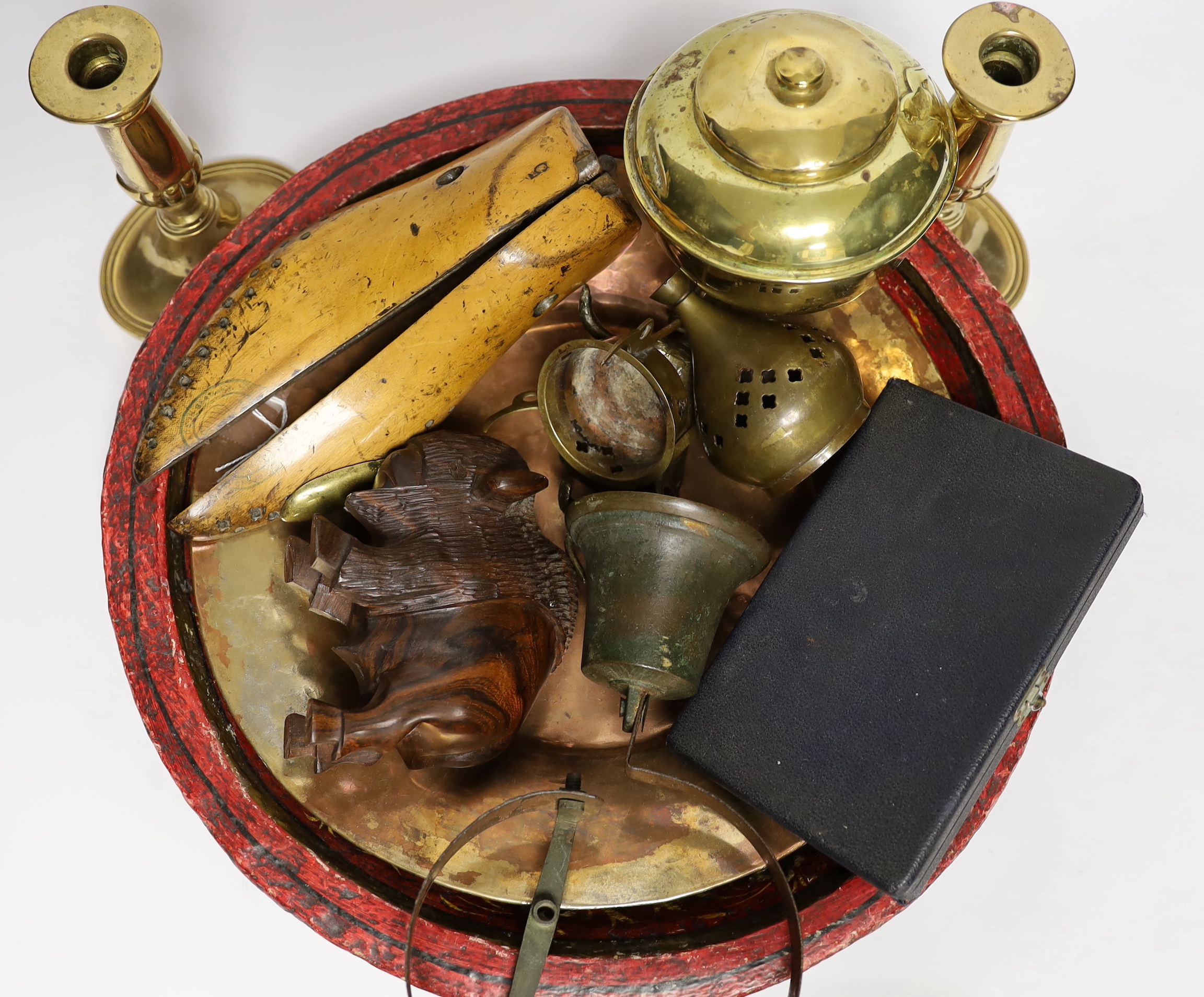 A collection of treen, metalware and other items